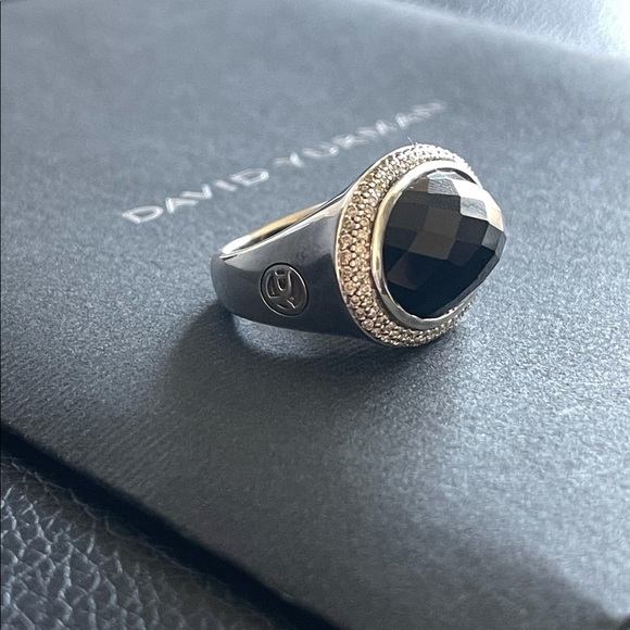 David Yurman Oval Onyx & Diamond Ring - Picture 4 of 8